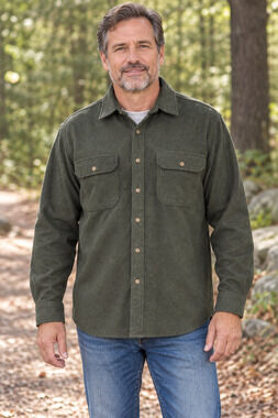NWOT Field & Stream Men's Solid Green Long Sleeve Flannel Shirt Jacket LARGE